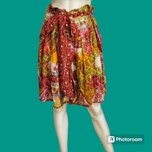 Bila Paisley Floral Patchwork Tie Waist Paperbag Gypsy Boho Petite Skirt